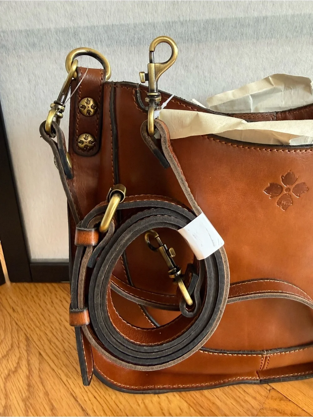 Patricia Nash Caletta Hobo Cognac Leather NWT Crossbody P135706 Dust Bag